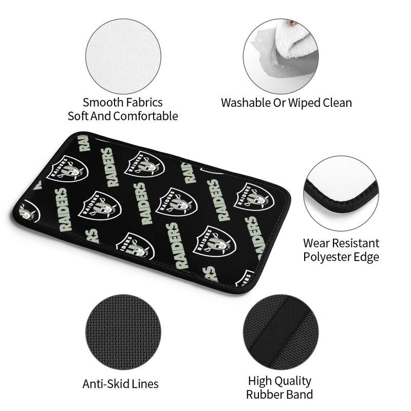 Car armrest box pad Las Vegas Raiders3 Printed central armrest box pad anti slip pad