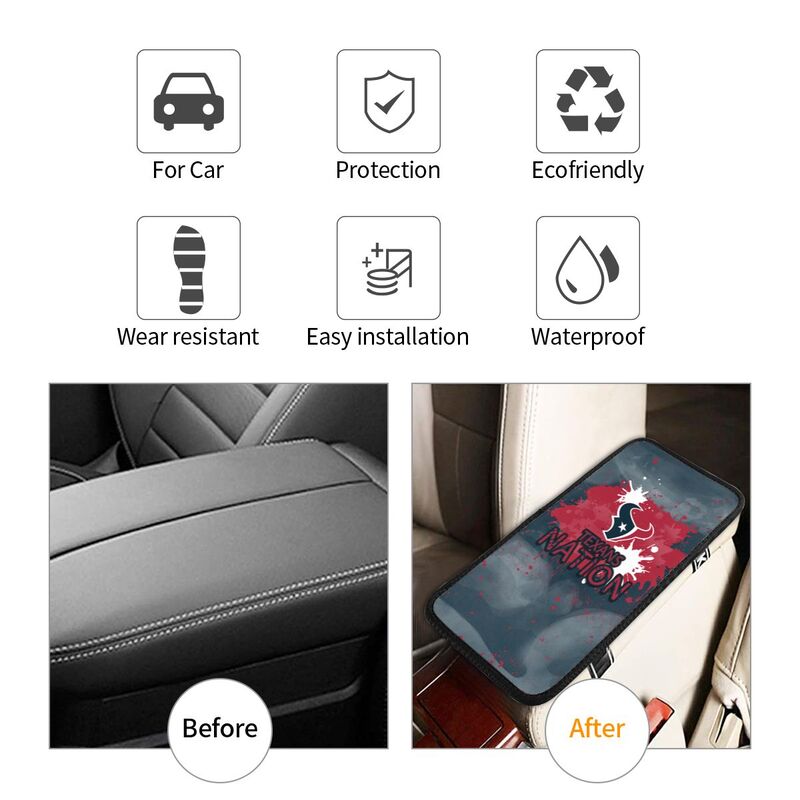 Houston Texans print car center console armrest pad Car armrest box protective cover