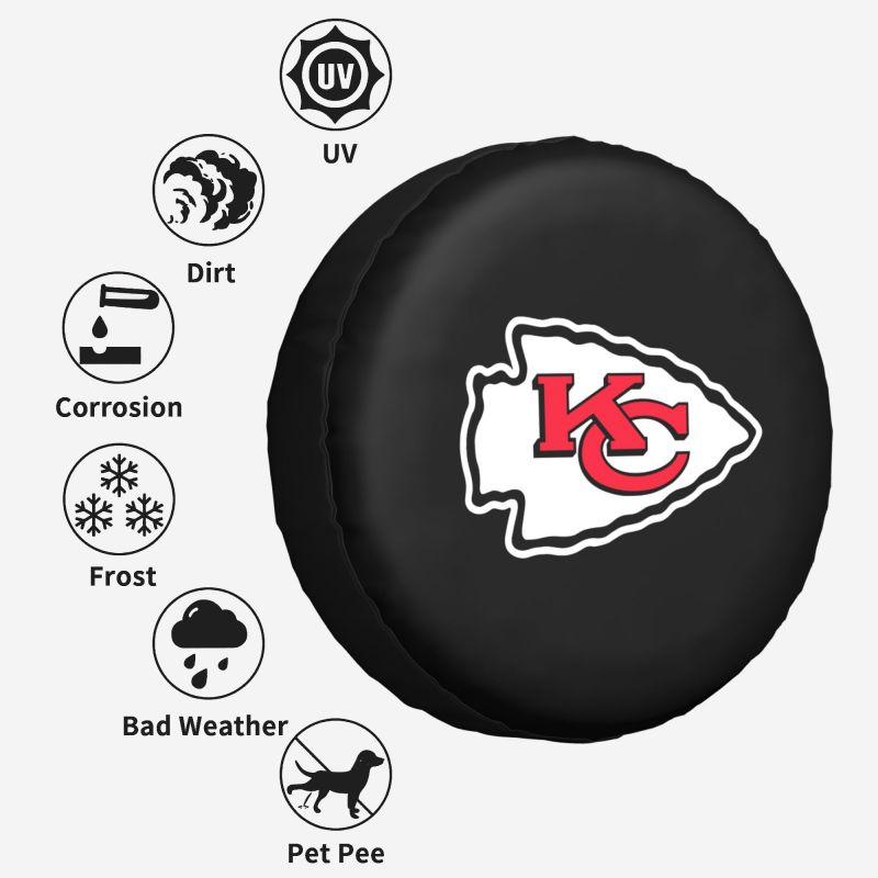 Kansas City Chiefs Car tire protection cover spare tire waterproof and dustproof cover