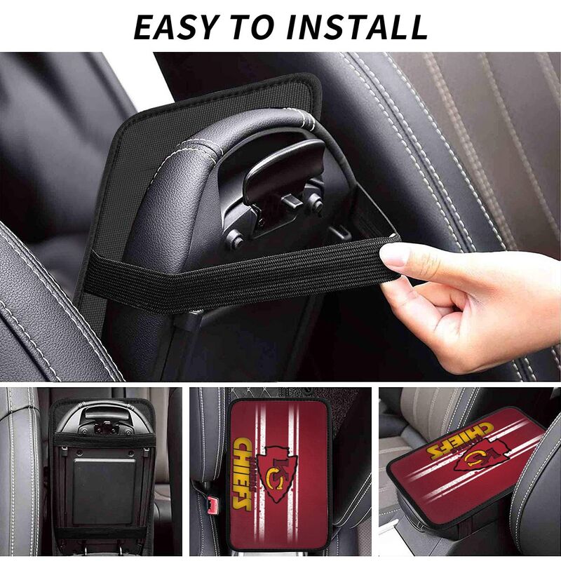 Car armrest box pad Kansas City Chiefs 2 Printed central armrest box cushion protective pad