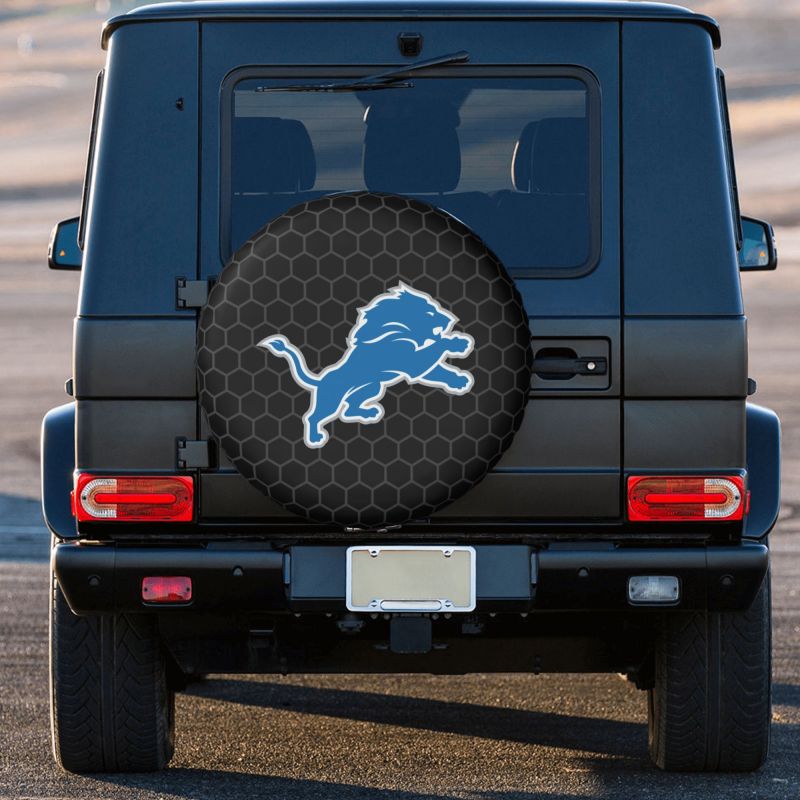 Detroit Lions 2 Grid printed car tire cover dustproof and waterproof tire cover