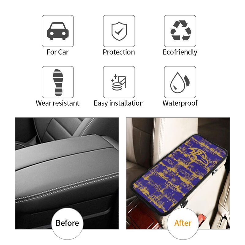 Baltimore Ravens print Car armrest box protective cover car center console armrest pad