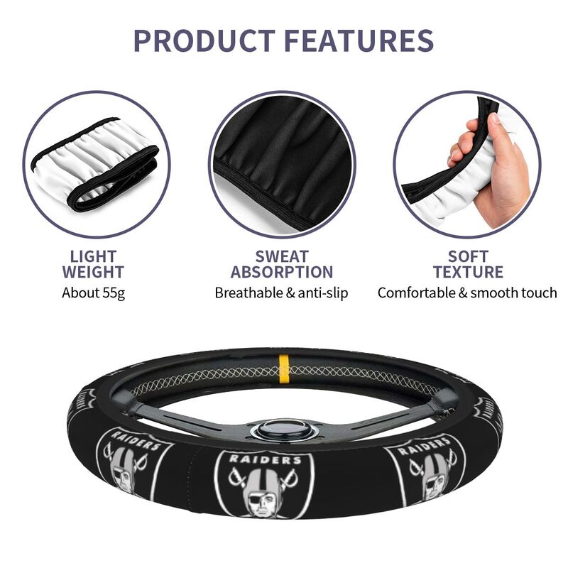 Las Vegas Raiders Printed breathable elastic steering wheel anti slip cover