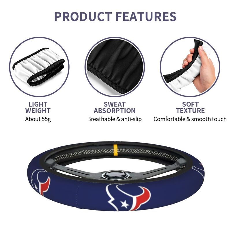Houston Texans Printed breathable elastic steering wheel protective cover