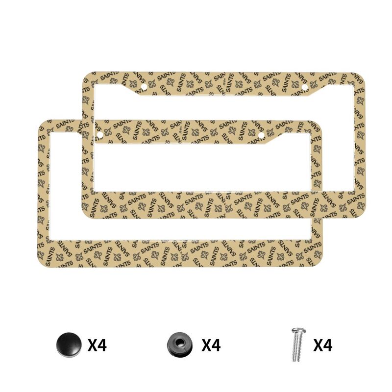 New Orleans Saints Print front rear license plate holder circular hole license plate holder (one pair)