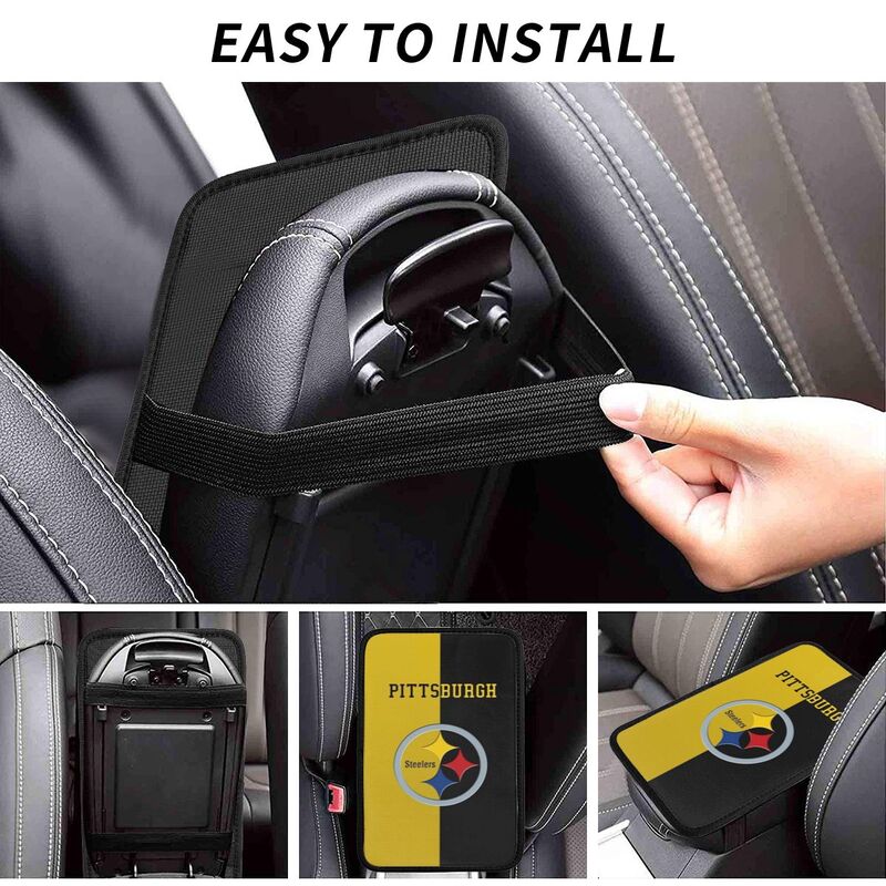 Car armrest box pad Pittsburgh Steelers 3 Printed central armrest box cushion protective pad