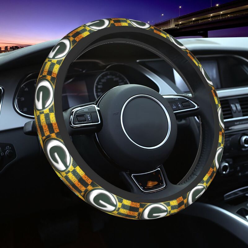 Green Bay Packers 2 Printed breathable anti slip cover elastic steering wheel cover