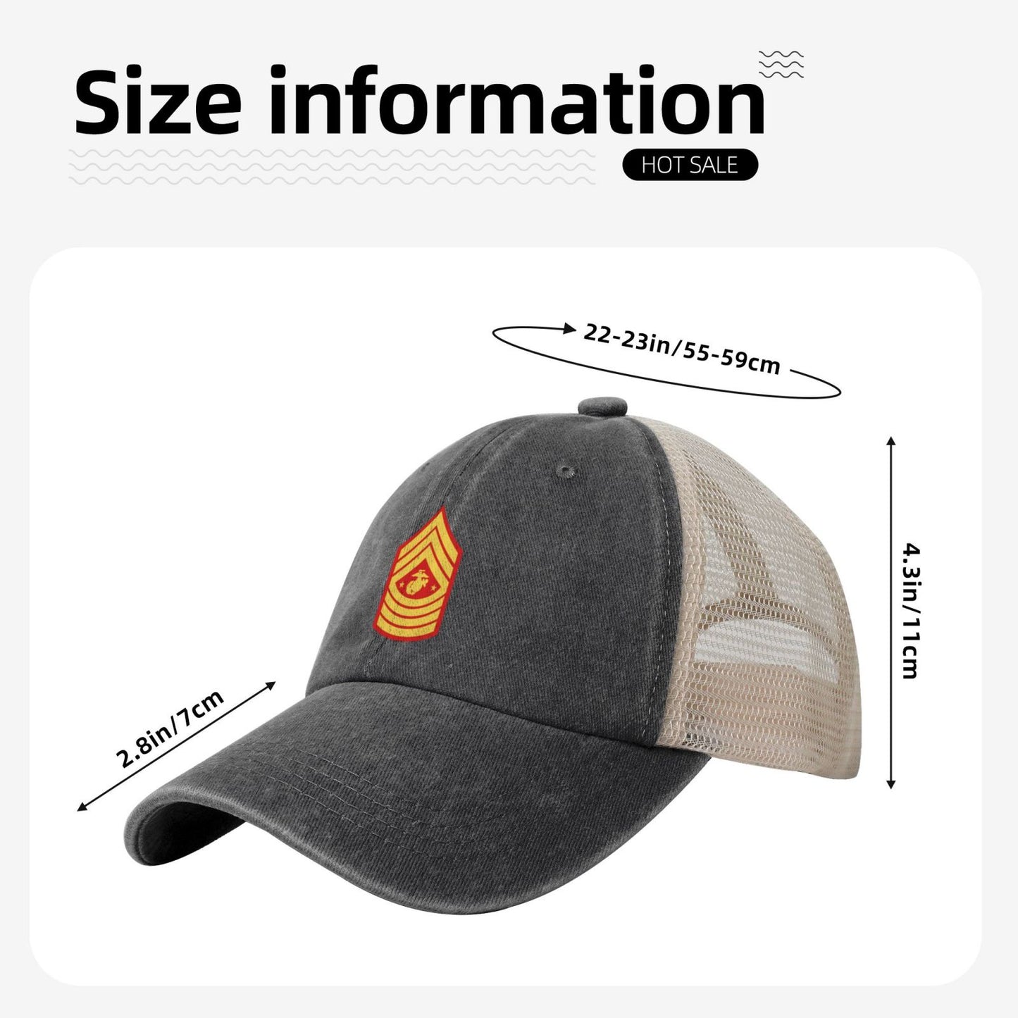 USMC E9 SGMMC Printed unisex baseball cap adjustable grid baseball cap veteran gift