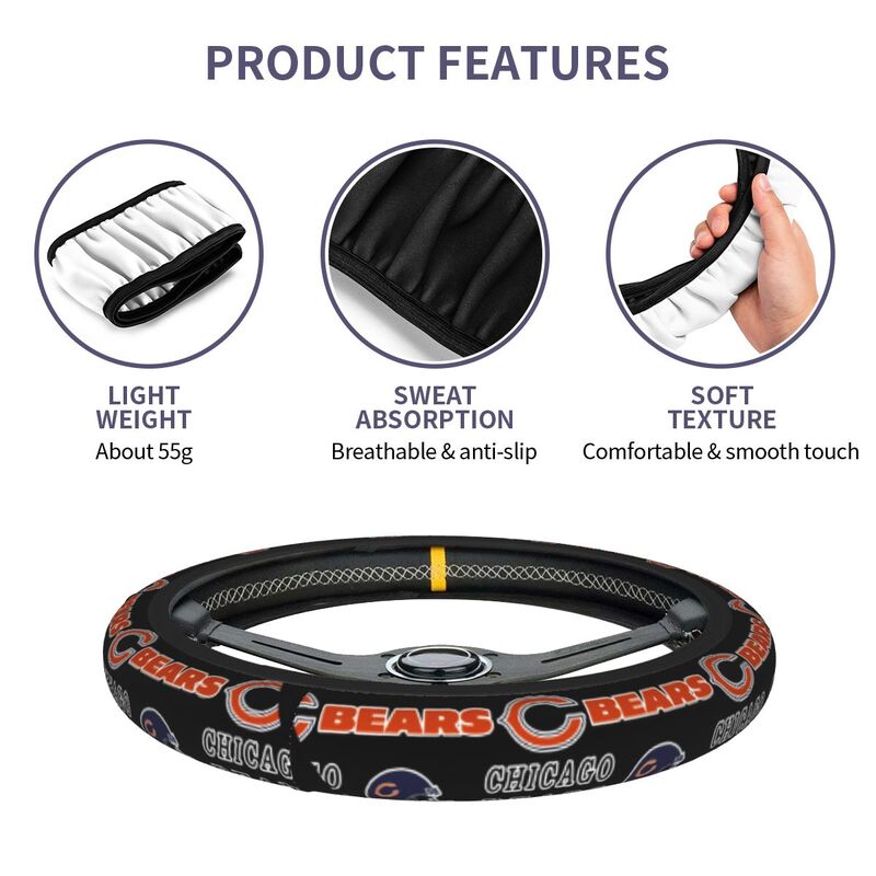 Chicago Bears 5 Printed car protective cover elastic steering wheel cover