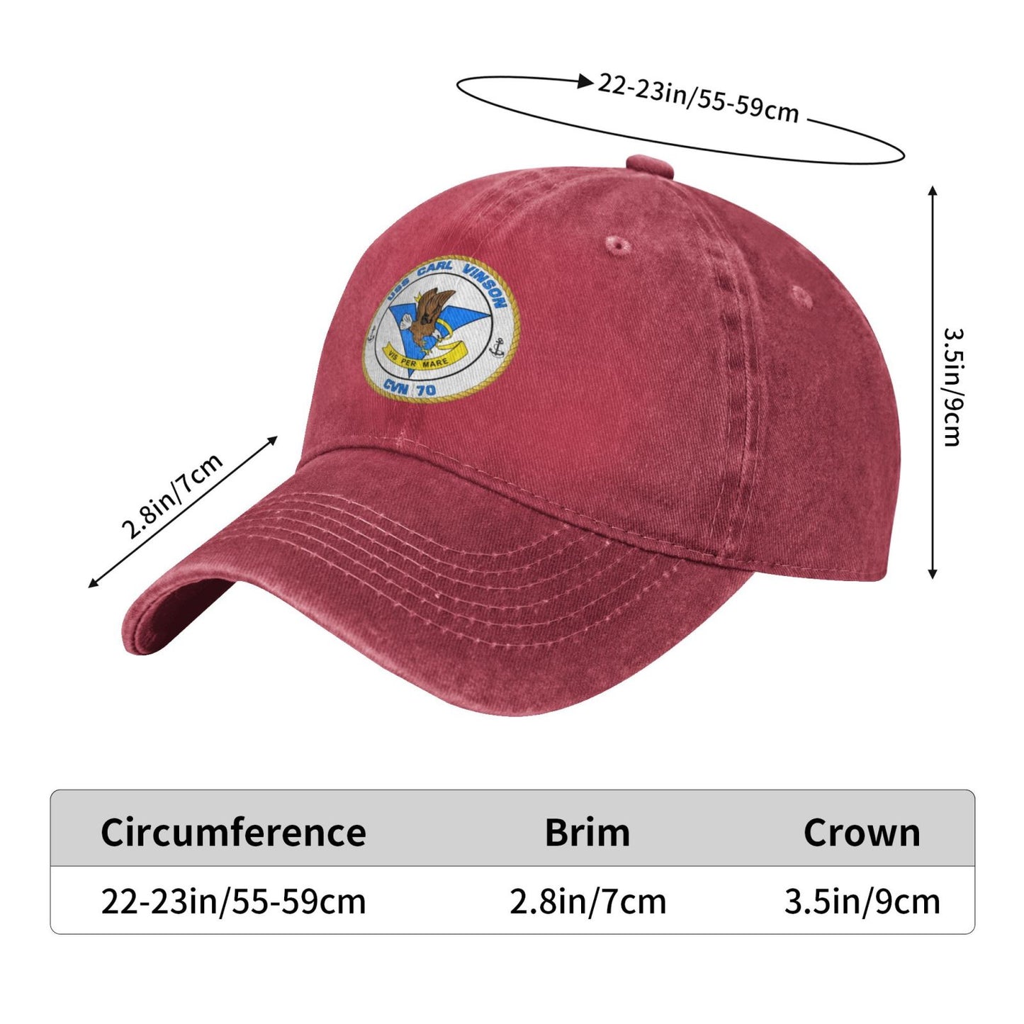 USS Carl Vinson CVN-70 Printed unisex baseball cap adjustable cap veteran gift