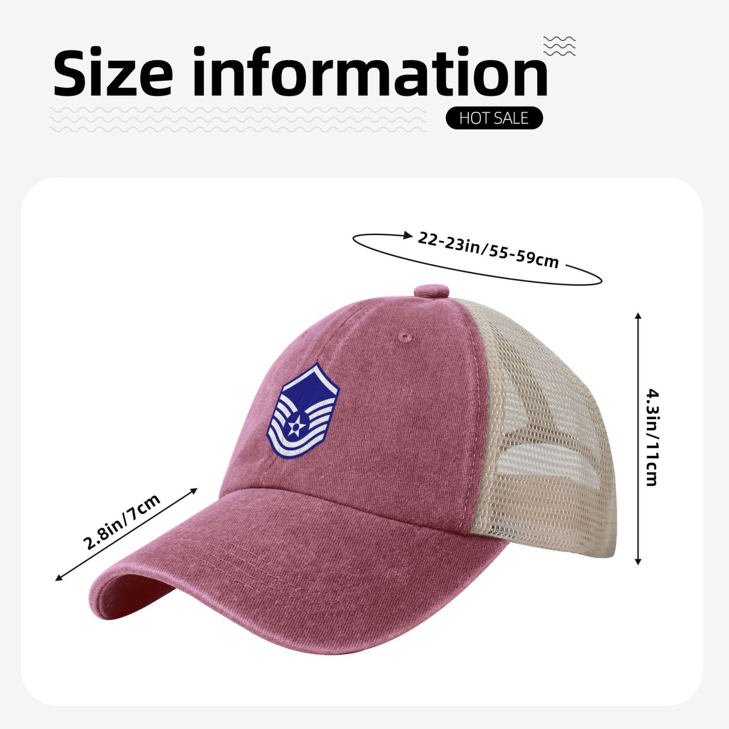 E7a USAF MSGT Printed unisex baseball cap adjustable grid baseball cap veteran gift