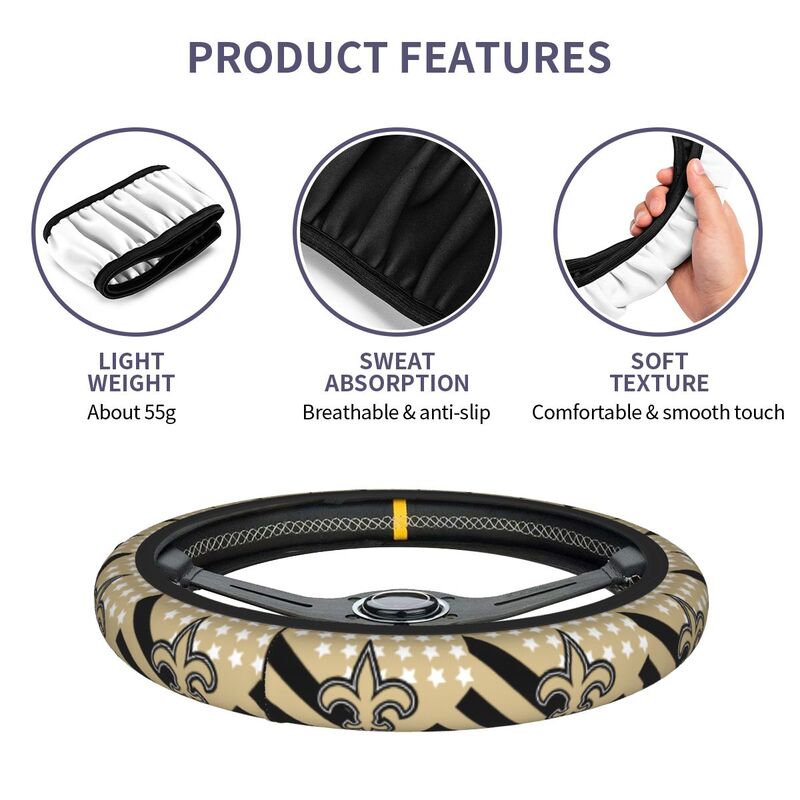 New Orleans Saints Printed breathable elastic steering wheel cover