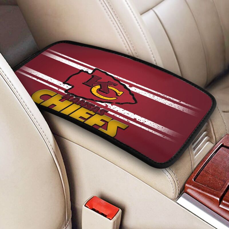 Car armrest box pad Kansas City Chiefs 2 Printed central armrest box cushion protective pad