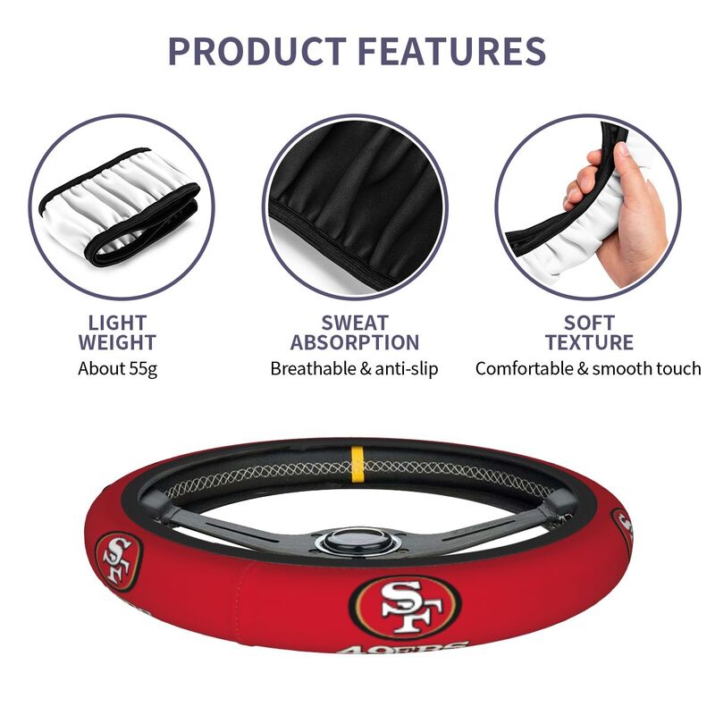 San Francisco 49ers Printed elastic steering wheel cover car steering wheel protective cover