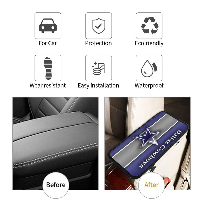 Car armrest box pad Dallas Cowboys 2 Printed central armrest box pad protective pad