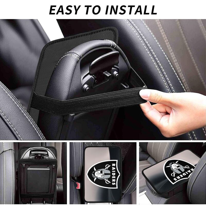 Car armrest box pad Las Vegas Raiders7 Printed central armrest box pad anti slip pad