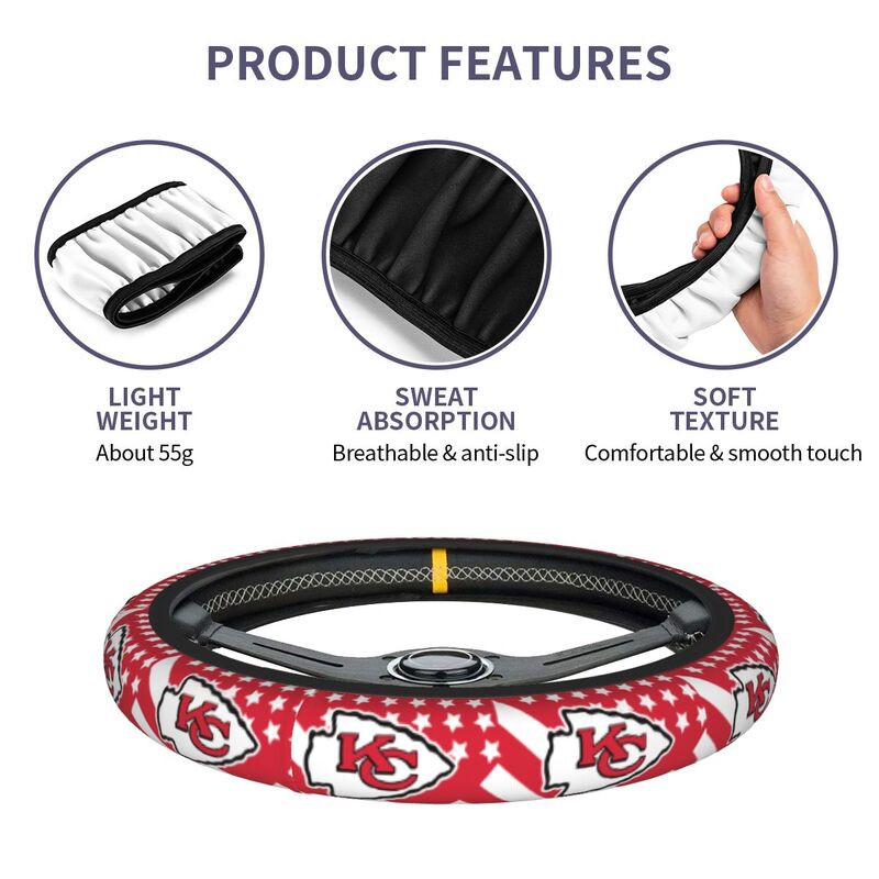 Kansas City Chiefs 3 Printed breathable elastic steering wheel cover