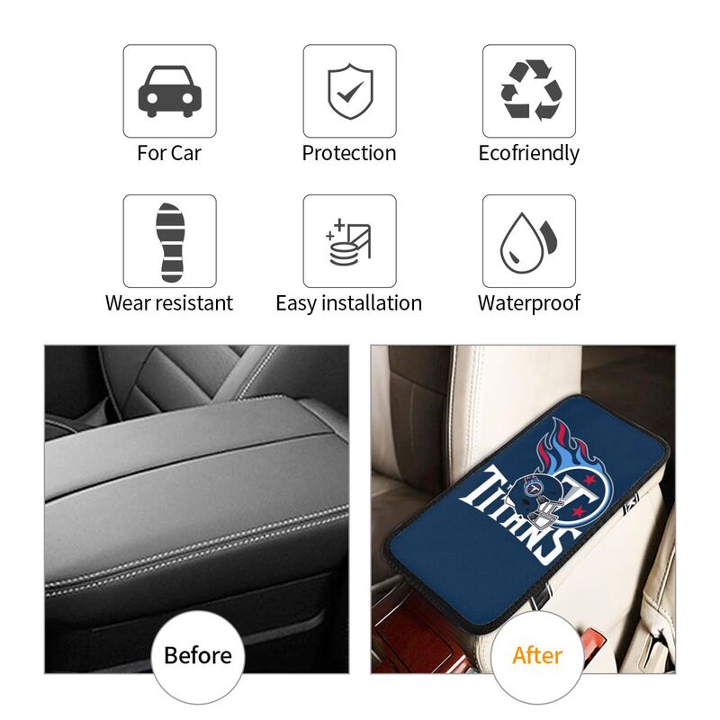 Car armrest box pad Tennessee Titans3 Printed central armrest box pad anti slip pad