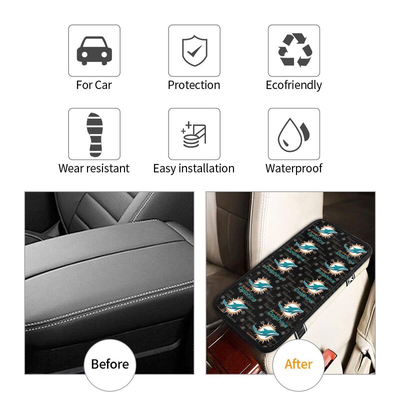 Miami Dolphins2 Printed car armrest box pad elbow protection pad