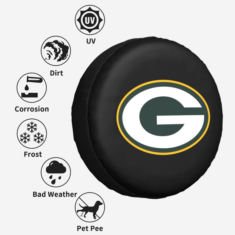 Green Bay Packers 2 Car tire protective cover waterproof and dustproof tire cover