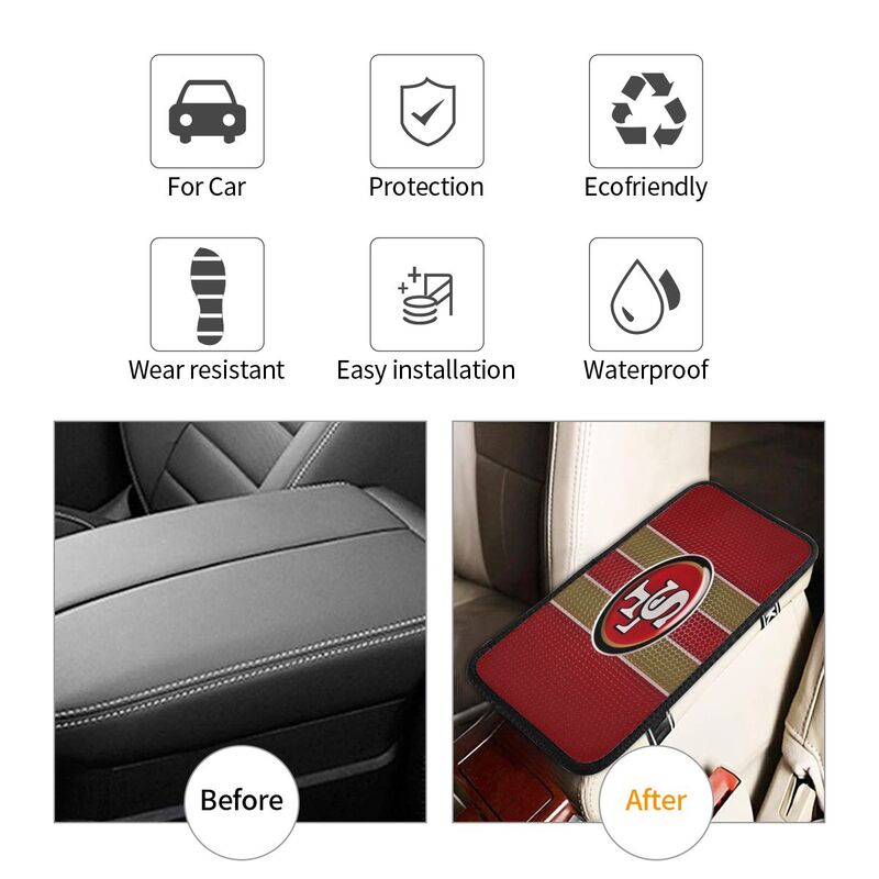 Car armrest box pad San Francisco 49ers 4 Printed central armrest box cushion protective pad