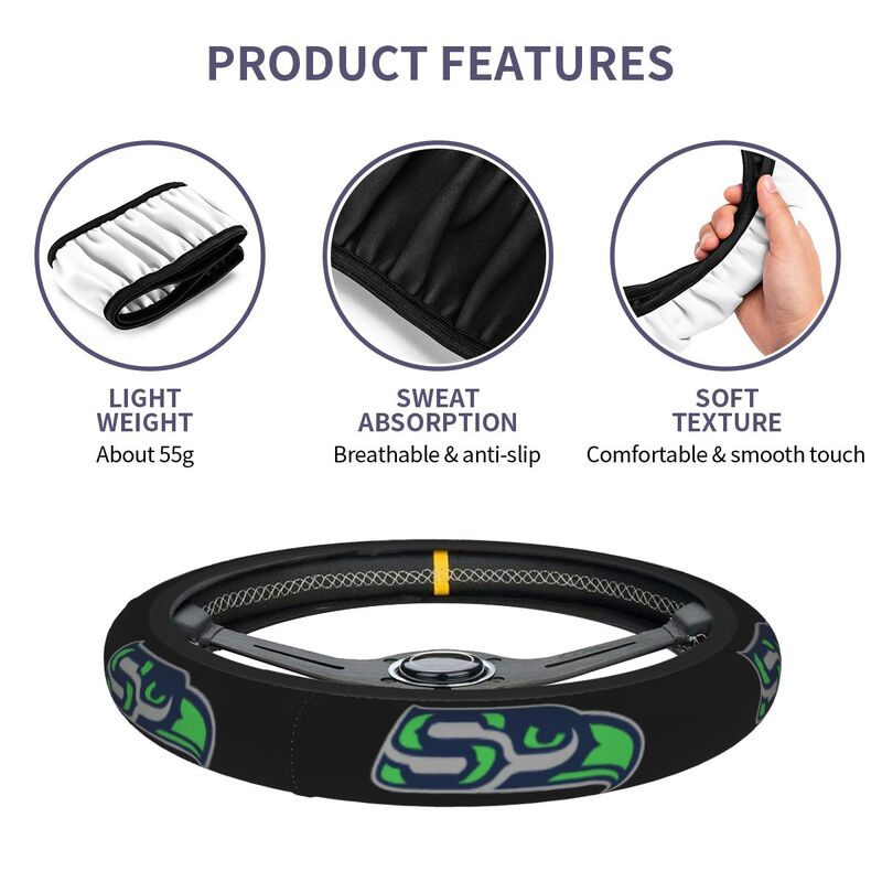 Seattle Seahawks 3 Printed car anti-skid cover elastic steering wheel cover