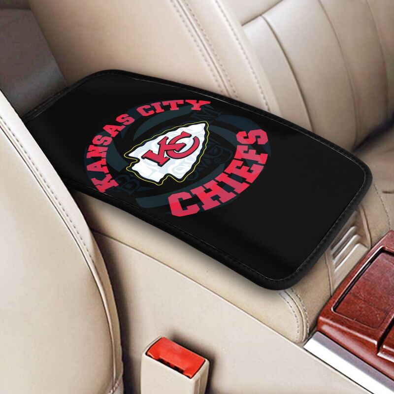 Car armrest box pad Kansas City Chiefs 2 Printed central armrest box pad protective pad