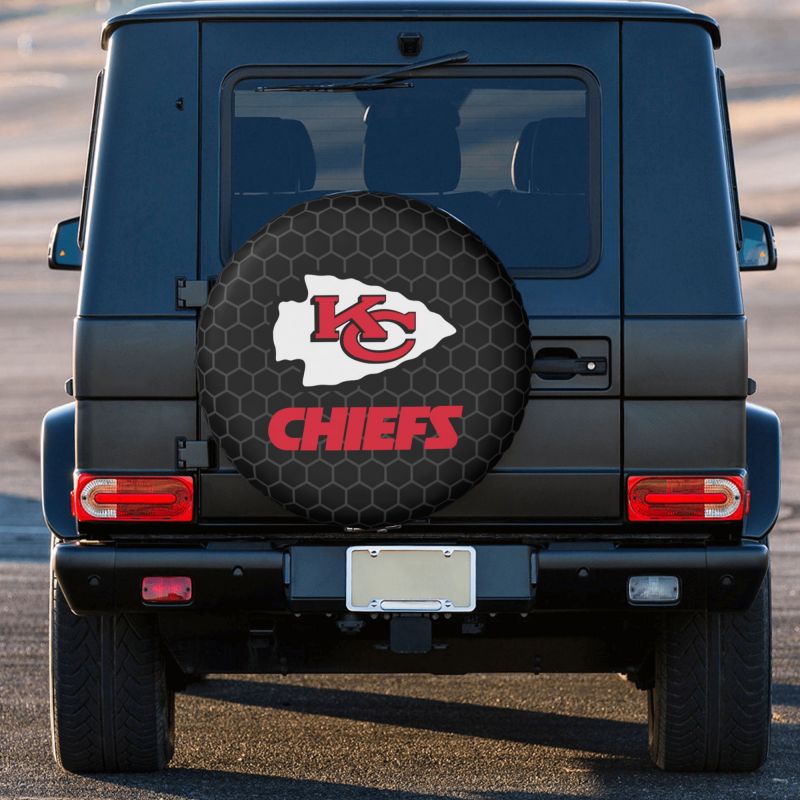 Kansas City Chiefs Grid printed car tire cover dustproof and waterproof tire cover