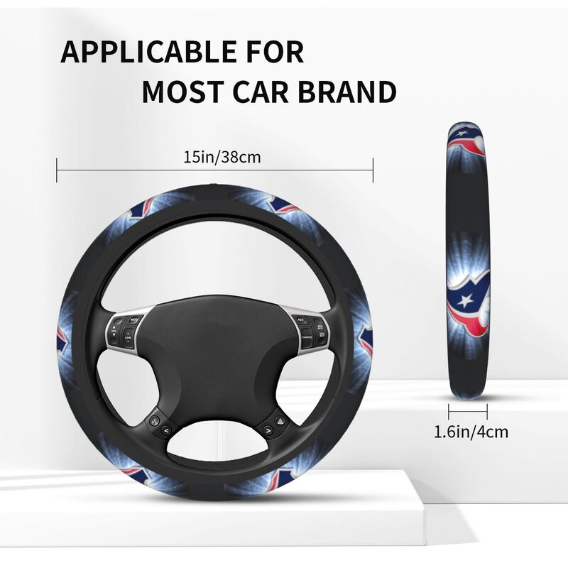Houston Texans 3 Printed breathable elastic steering wheel protective cover