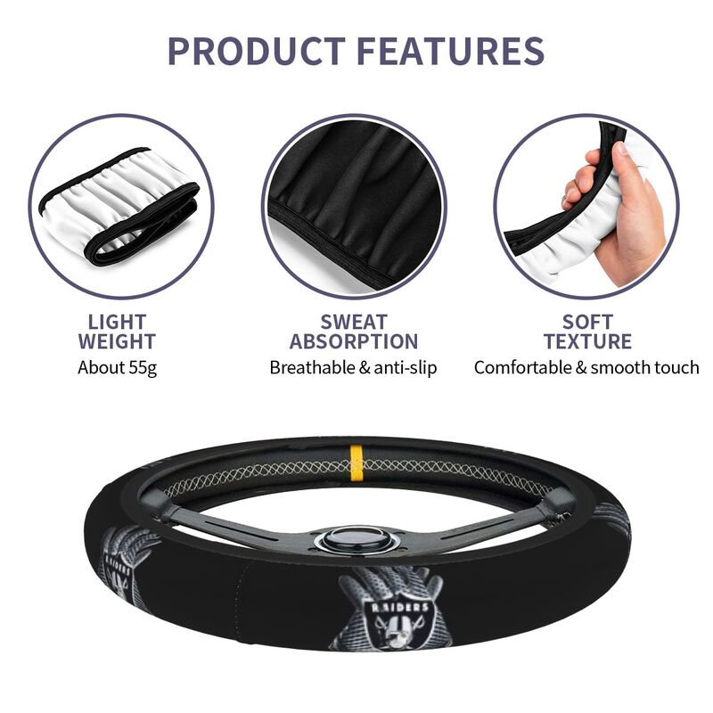 Las Vegas Raiders Printed car anti-skid cover elastic steering wheel cover