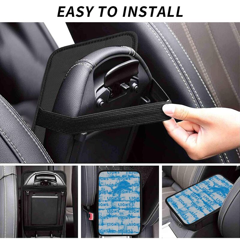 Detroit Lions print Car armrest box protective cover car center console armrest pad