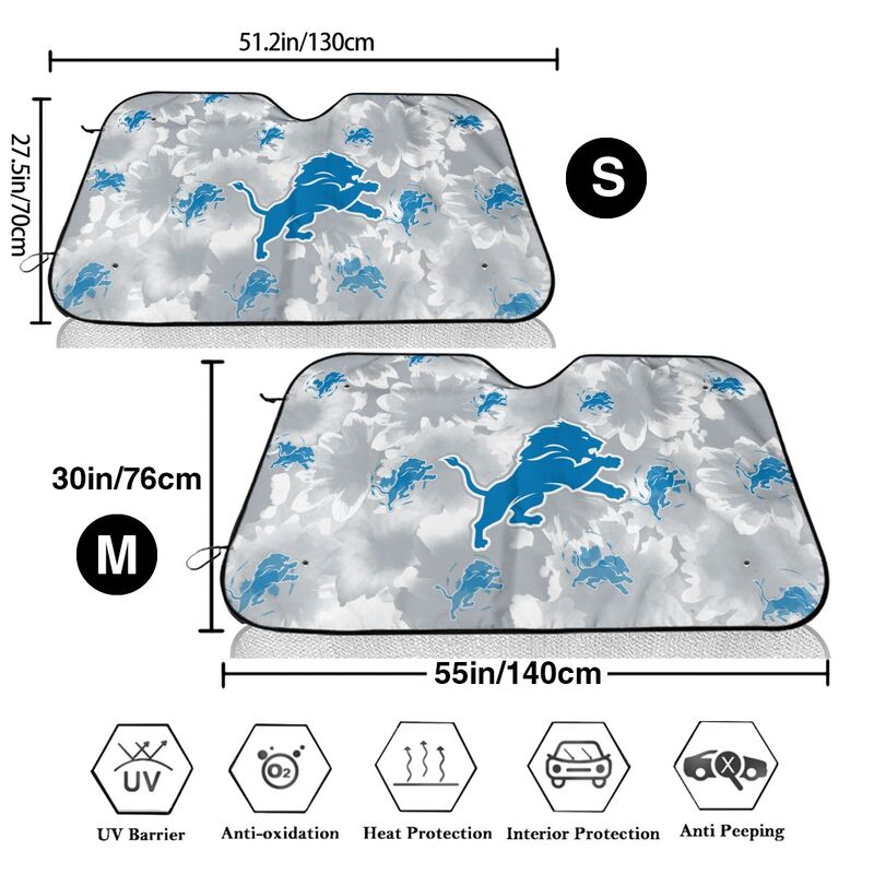 Detroit Lions Printed multi size car front windshield sunshade car windshield sunshade