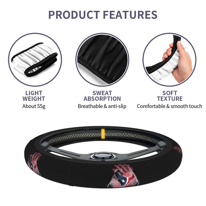 Houston Texans 4 Printed breathable elastic steering wheel cover anti slip cover