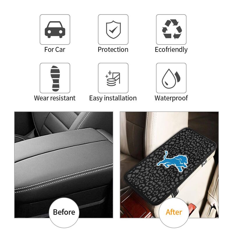 Detroit Lions print Car handrail box cushion Personalized car armrest cover