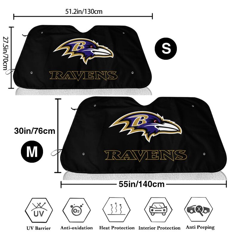 Baltimore Ravens 3 Printed car windshield sunshade (multi size) front windshield sunshade