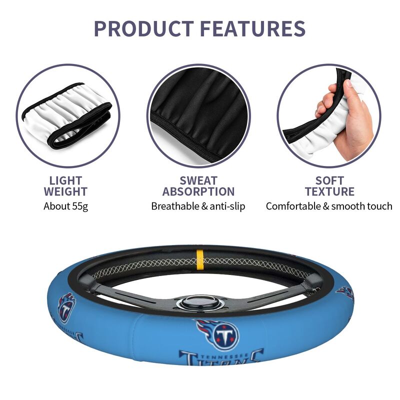 Tennessee Titans 2 Printed breathable elastic steering wheel cover anti slip cover