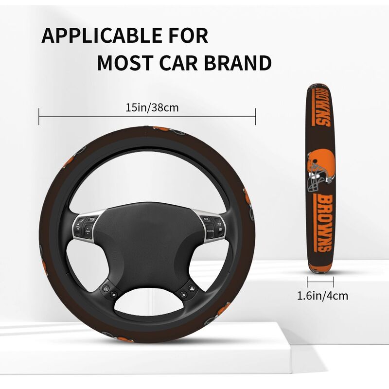 Cleveland Browns Printed elastic steering wheel cover anti slip breathable