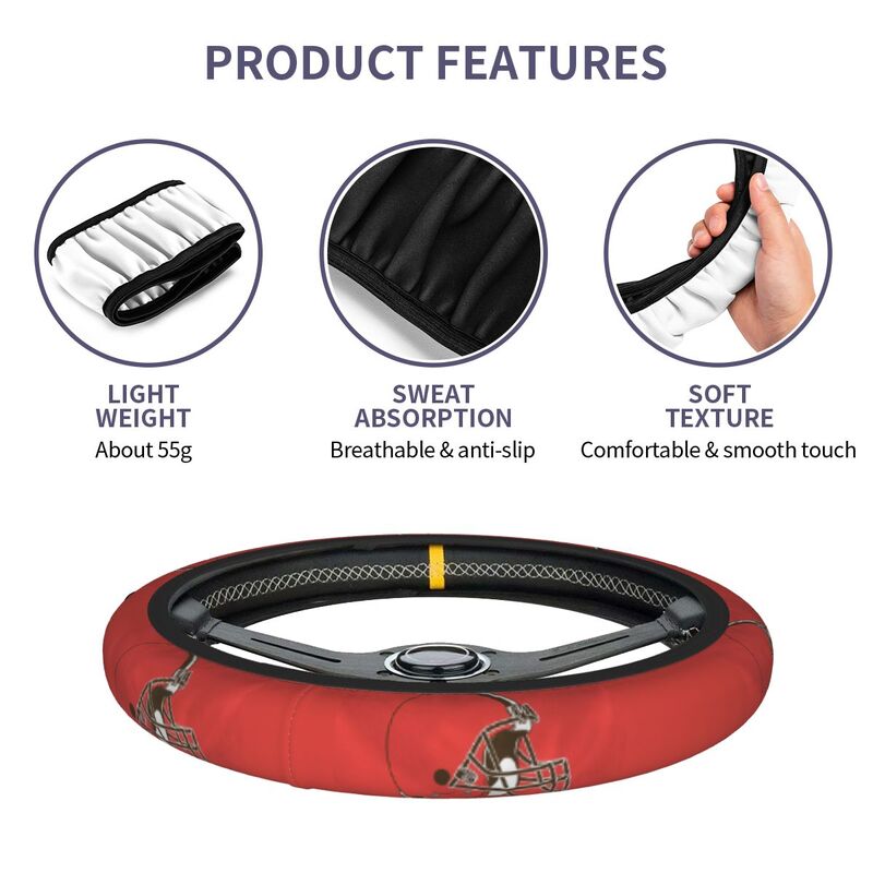 Cleveland Browns Printed breathable elastic steering wheel anti slip cover