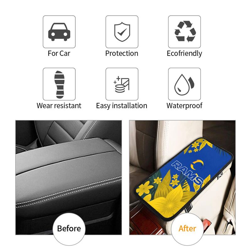 Los Angeles Rams Car armrest box protective cover car center console armrest pad