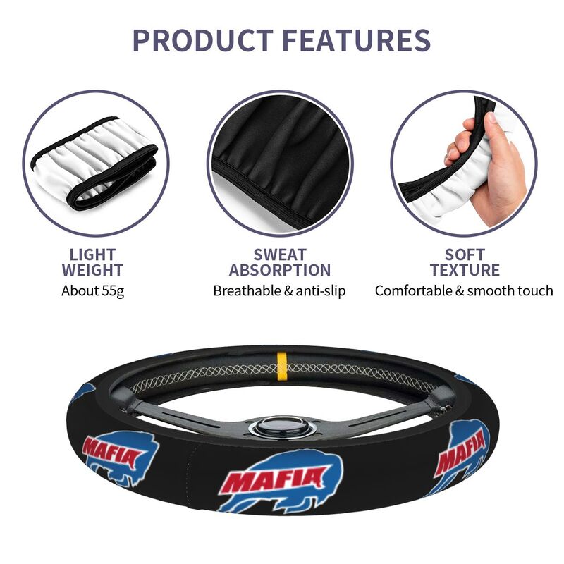 Buffalo Bills 2 Printed elastic steering wheel cover car steering wheel protective cover