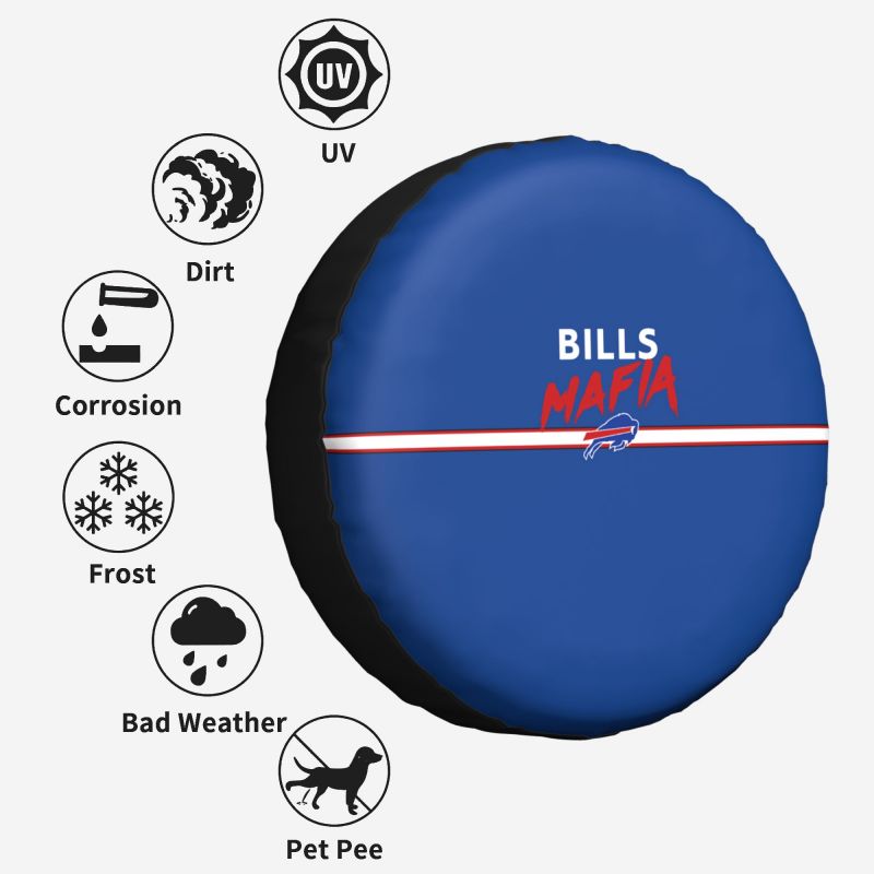 Buffalo Bills 2 Car tire protective cover waterproof and dustproof tire cover