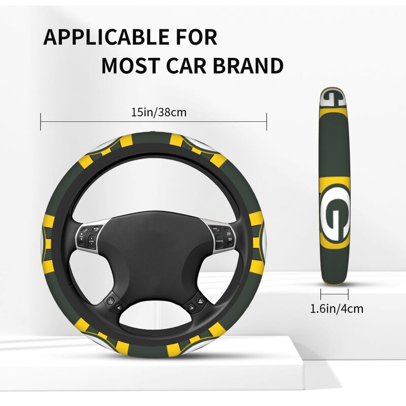 Green Bay Packers 3 Printed breathable elastic steering wheel cover anti slip cover