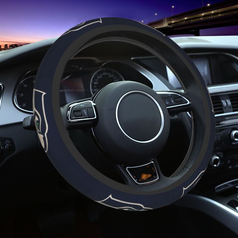 Seattle Seahawks Printed breathable elastic steering wheel protective cover