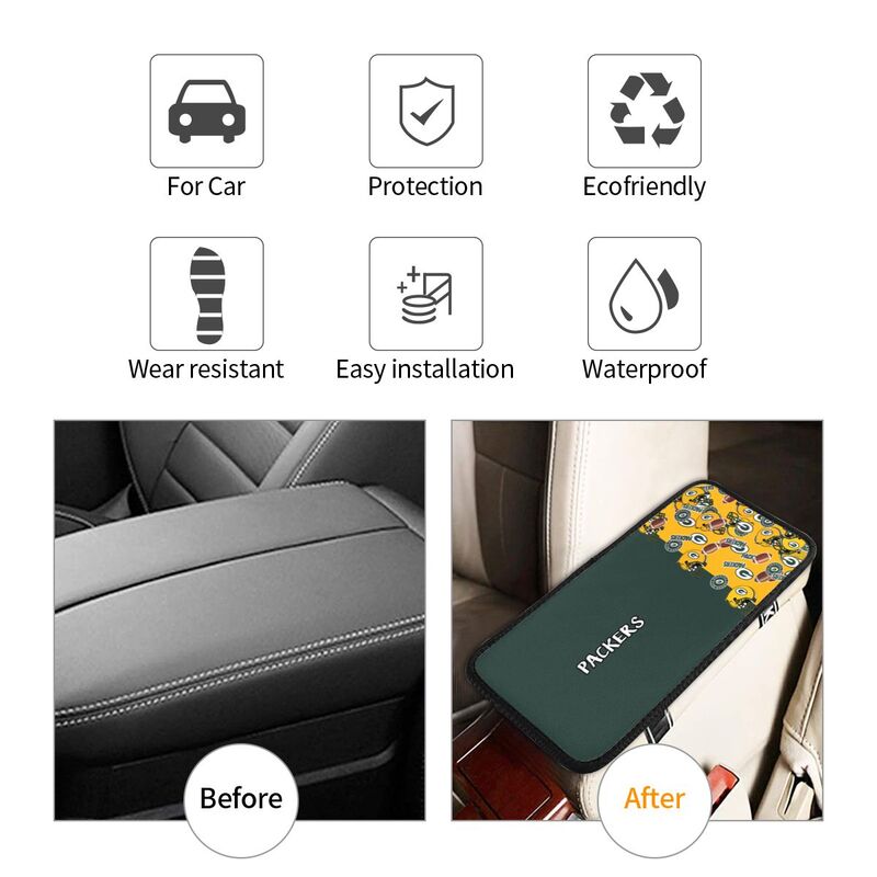 Green Bay Packers print Car center console armrest pad car armrest protective cover