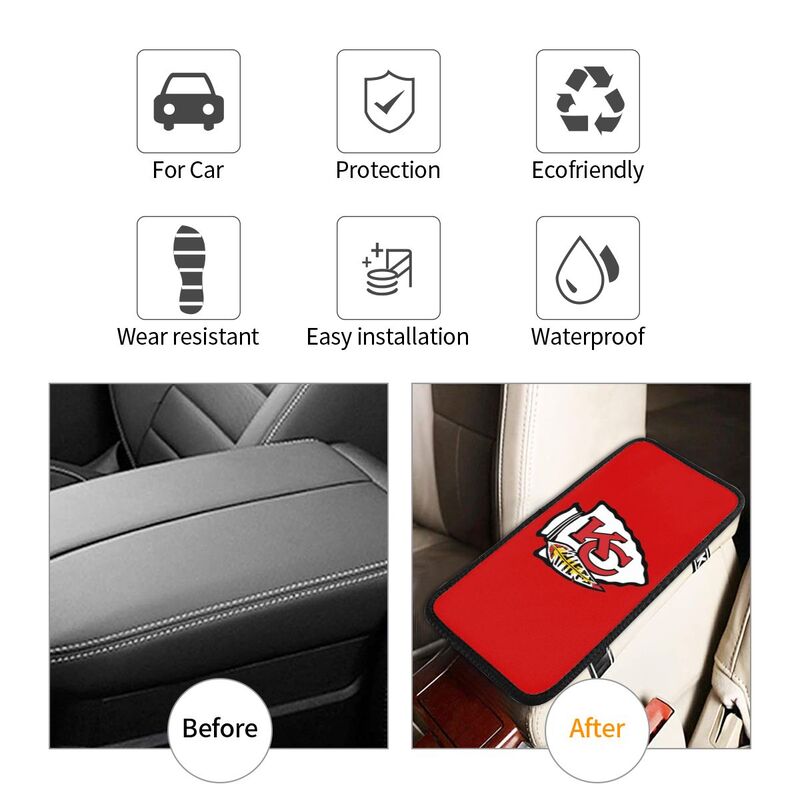 Car armrest box pad Kansas City Chiefs Printed center armrest box pad protective pad