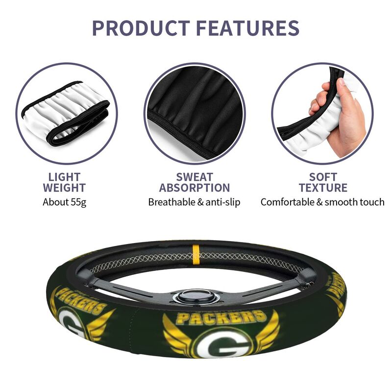 Green Bay Packers Printed breathable elastic steering wheel cover anti slip cover