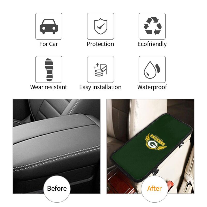 Green Bay Packers Printed car armrest box pad anti-abrasion pad