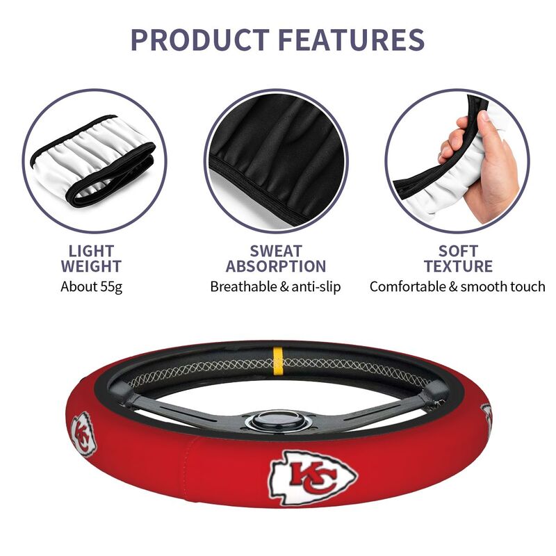 Kansas City Chiefs 1 Printed breathable elastic steering wheel anti slip cover