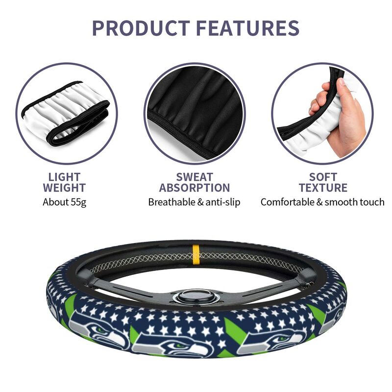 Seattle Seahawks Printed elastic steering wheel cover car steering wheel protective cover