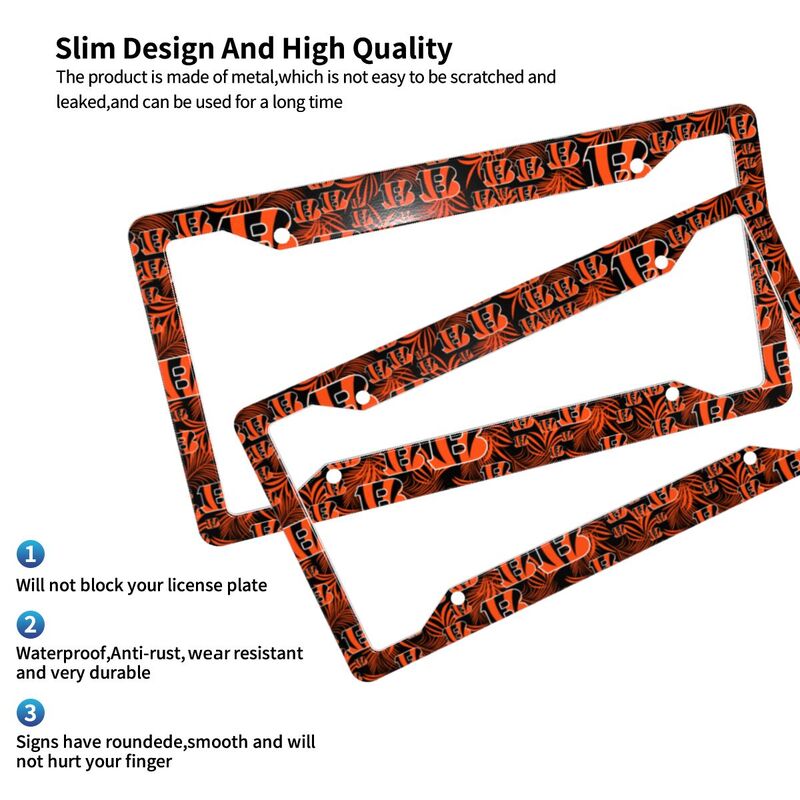 Cincinnati Bengals Print Car license plate frame four hole license plate holder (one pair)
